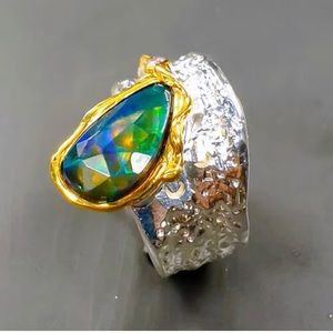 Amazing AAA Genuine Black Ethiopian Opal Ring